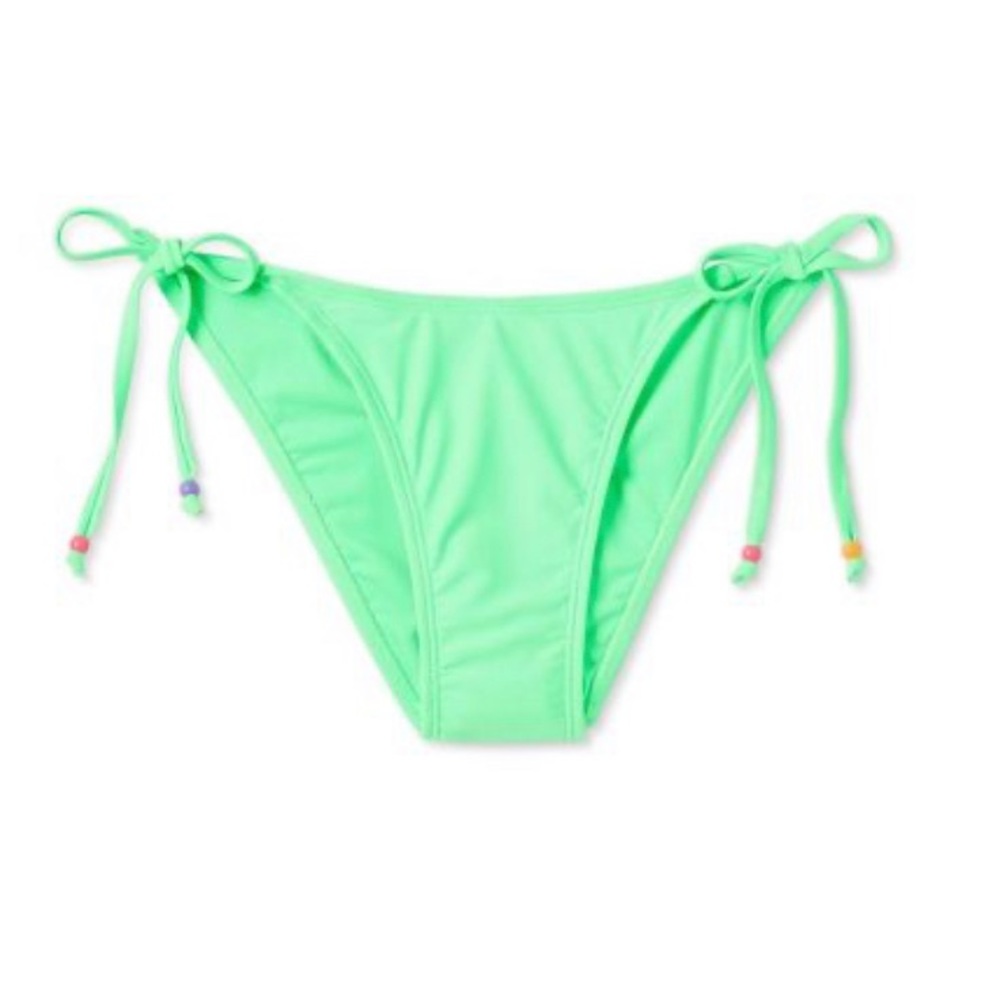 WILD FABLE WOMENS BIKINI BOTTOM SIDE TIE WITH BEADS MINT GREEN NWT